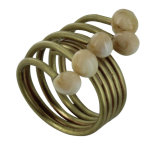 Bague laiton perles de verre - classics - beige