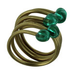 Bague laiton perles de verre - classics - vert