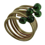 Bague laiton perles de verre - classics - vert kaki