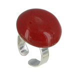 Les poulettes bijoux - bague m�tal argent� champignon c�ramique rouge