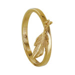 Les poulettes bijoux - bague plaqu� or breloque plume - taille 54