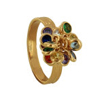 Les poulettes bijoux - bague plaqu� or breloques rondes color�es - taille 54