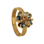 Les poulettes bijoux - bague plaqu� or breloques rondes d�grad� bleu - taille 60