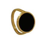 Bague plaqué or et grand disque de résine noire - taille 56 Bague plaqué or et grand disque de résine noire - taille 56
