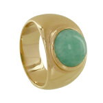 Les poulettes bijoux - bague plaqu� or large demi perle d'amazonite - taille 52