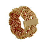 Les poulettes bijoux - bague plaqu� or large torsade