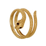 Bague plaqu or long serpent et oxydes noir - taille 60