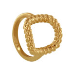 Les poulettes bijoux - bague plaqu� or rectangle torsad� ajour� - taille 50