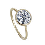 Les poulettes bijoux - bague plaqu� or solitaire serti clos - taille 50