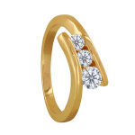 Bague plaqu or trois strass - taille 50