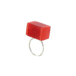 Bague rectangle en argent 925 et verre feuillet rouge