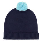 Les poulettes bijoux - bonnet pompon iconic 100% cachemire 4 fils colors - bleu navy