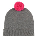 Les poulettes bijoux - bonnet pompon iconic 100% cachemire 4 fils colors - gris