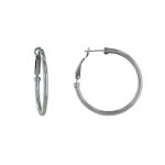 Boucles d'oreilles acier créoles rondes 4cm Boucles d'oreilles acier créoles rondes 4cm