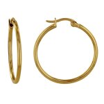 Boucles d'oreilles acier doré 316 l moyennes créoles rondes 3cm Boucles d'oreilles acier doré 316 l moyennes créoles rondes 3cm