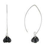 Boucles d'oreilles argent 925 3 gouttes facettes d'onyx noir