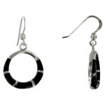 Boucles d'oreilles argent 925 anneau et rsine - classics - noir