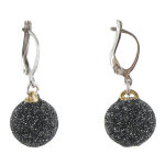 Boucles d'oreilles argent 925 boules paillettes - classics - noir Boucles d'oreilles argent 925 boules paillettes - classics - noir