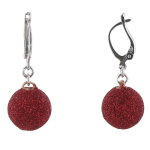 Boucles d'oreilles argent 925 boules paillettes - classics - rouge Boucles d'oreilles argent 925 boules paillettes - classics - rouge