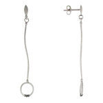 Boucles d'oreilles argent 925 bross anneau pendant et 3 diamants noirs