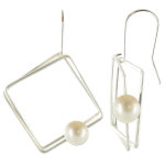 Les poulettes bijoux - boucles d'oreilles en argent 925 carr� et sa perle - classics