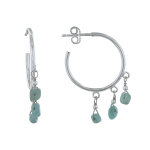 Boucles d'oreilles argent 925 créoles et breloques de larimar Boucles d'oreilles argent 925 créoles et breloques de larimar