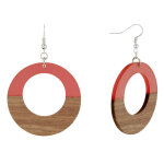 Les poulettes bijoux - boucles d'oreilles argent 925 disque ajour� bois et r�sine -