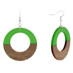 Les poulettes bijoux - boucles d'oreilles argent 925 disque ajour� bois et r�sine -