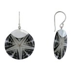 Boucles d'oreilles argent 925 disque etoile de mer - noir
