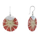 Boucles d'oreilles argent 925 disque etoile de mer - rouge