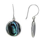 Les poulettes bijoux - boucles d'oreilles argent 925 disques nacre abalone