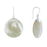 Les poulettes bijoux boucles d'oreilles argent 925 disque nacre - classics - blanc