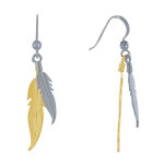 Boucles d'oreilles argent 925 et argent dor deux plumes