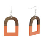 Boucles d'oreilles argent 925 etrier bois et rsine - orange