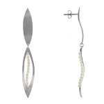 Boucles d'oreilles argent 925 feuille et feuille ajourée perles blanches Boucles d'oreilles argent 925 feuille et feuille ajourée perles blanches