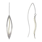 Boucles d'oreilles argent 925 feuille ajourée et perles blanches Boucles d'oreilles argent 925 feuille ajourée et perles blanches