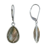 Boucles d'oreilles argent 925 goutte de labradorite facettée Boucles d'oreilles argent 925 goutte de labradorite facettée