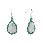 Boucles d'oreilles argent 925 goutte de nacre perles de verre facettes - vert
