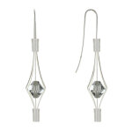 Boucles d'oreilles argent 925 lanterne et cristal - petit modle - gris
