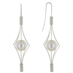 Boucles d'oreilles argent 925 lanterne et perle blanche