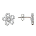 Boucles d'oreilles argent 925 marguerite et strass