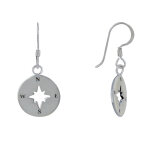 Les poulettes bijoux - boucles d'oreilles argent 925 m�daille ronde rose des vents a