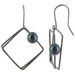 Les poulettes bijoux - boucles d'oreilles argent 925 oxyd� carr� et sa perle - class