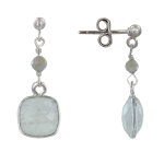 Boucles d'oreilles argent 925 perle et pav pierre de lune facett