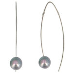 Les poulettes bijoux - boucles d'oreilles argent 925 rhodi� crochet perle de culture