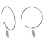Boucles d'oreilles argent 925 rhodié demi créoles et petite plume Boucles d'oreilles argent 925 rhodié demi créoles et petite plume