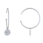 Boucles d'oreilles argent 925 rhodié demi créoles et soleil Boucles d'oreilles argent 925 rhodié demi créoles et soleil