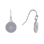 Boucles d'oreilles argent 925 rhodi mdaille ronde etoile polaire et strass