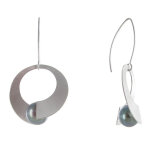 Les poulettes bijoux - boucles d'oreilles argent 925 rhodi� spirale et perle de cult