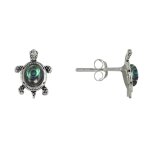 Les poulettes bijoux boucles d'oreilles argent 925 tortue des galapagos et cabochon